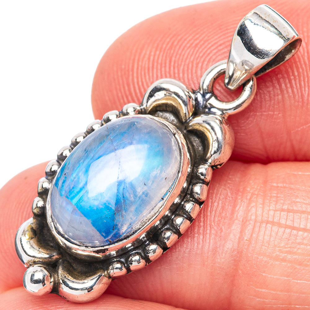 Rainbow Moonstone Pendant 1 1/4" (925 Sterling Silver) P42480