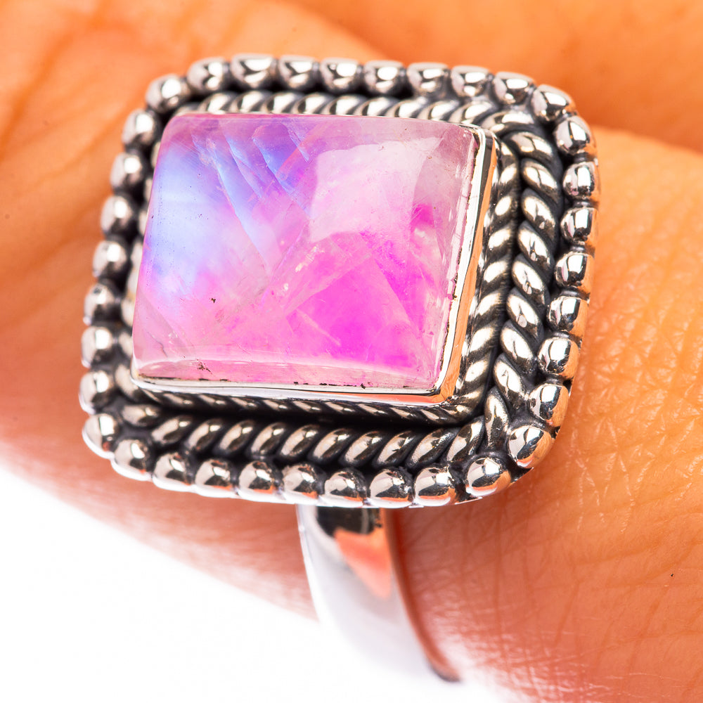 Pink Moonstone Ring Size 9.75 (925 Sterling Silver) R141089