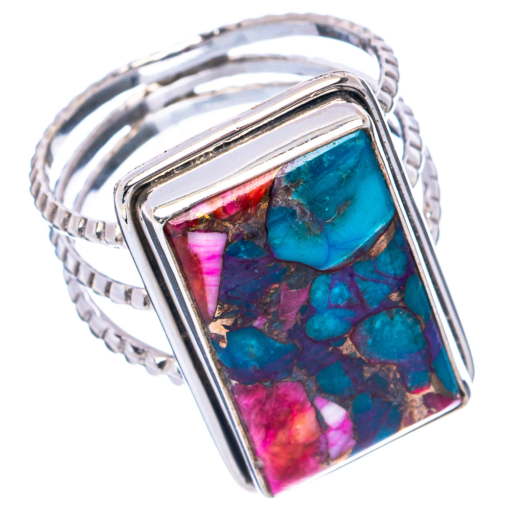 Pink Dahlia Mohave Turquoise Ring Size 7.75 (.925 Sterling Silver)