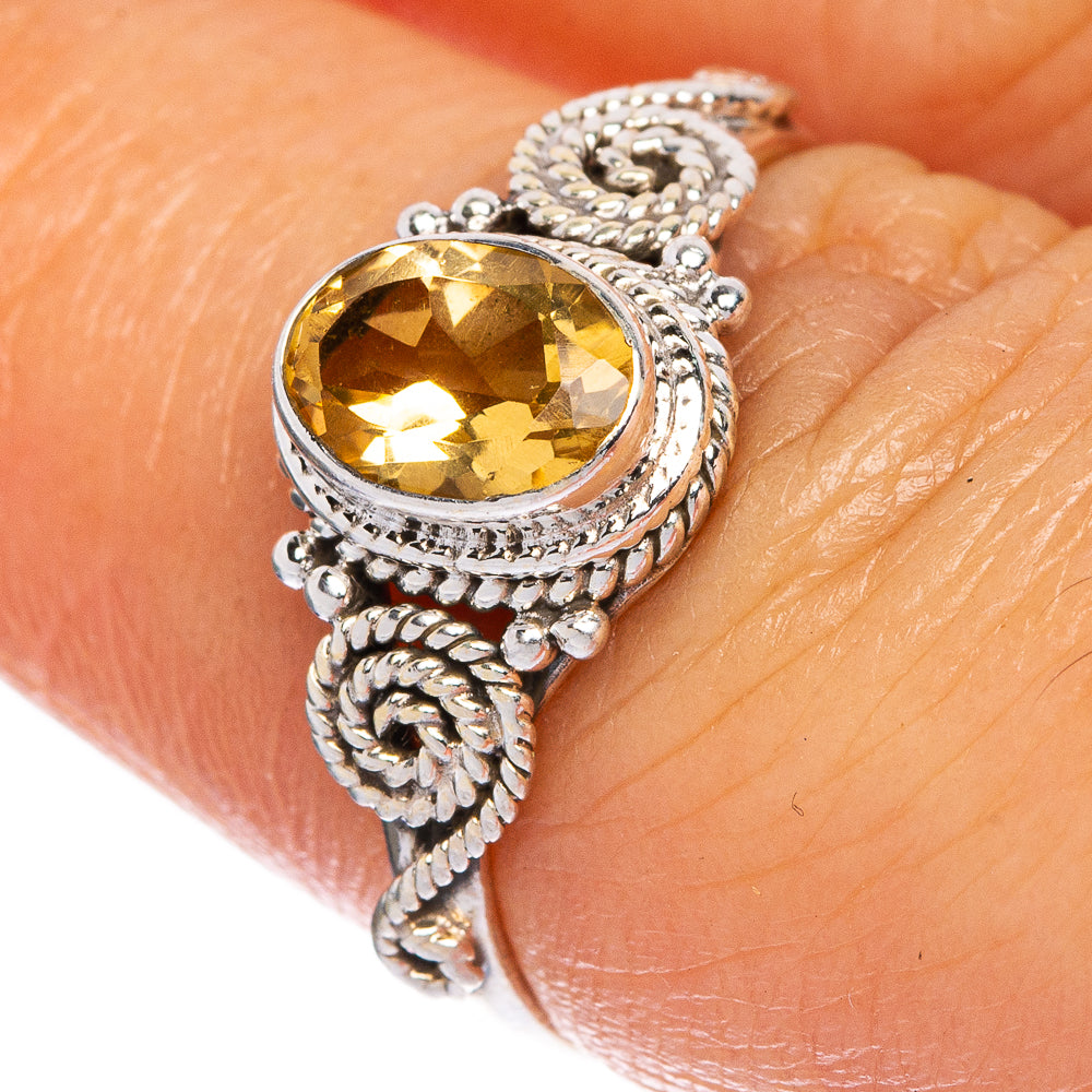 Faceted Citrine Dainty Ring Size 6.5 (925 Sterling Silver) R1081