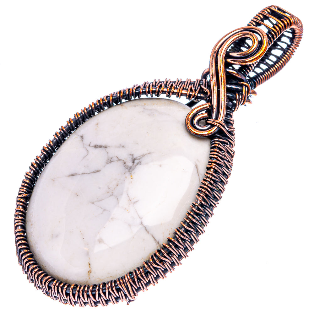 Howlite Wire Wrap Pendant 2 5/8" (Oxidized Copper)