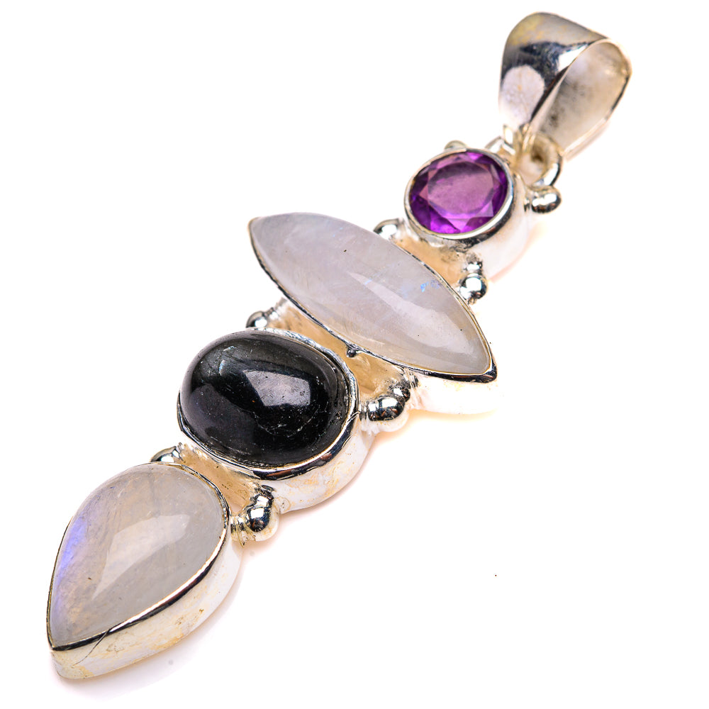 Rainbow Moonstone, Star Diopside, Amethyst Pendant 1 7/8" (925 Sterling Silver) PD38497