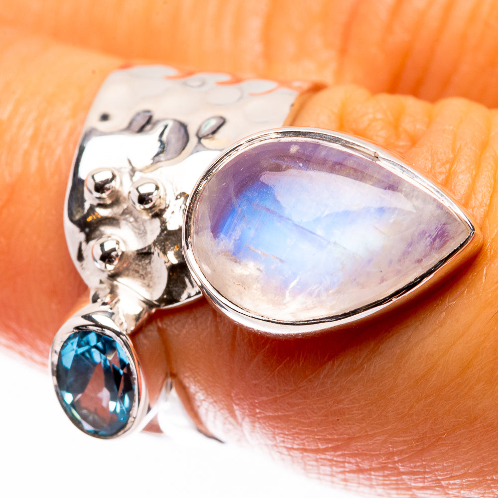 Premium Rainbow Moonstone, Blue Quartz Ring Size 5.75 (925 Sterling Silver) R141846