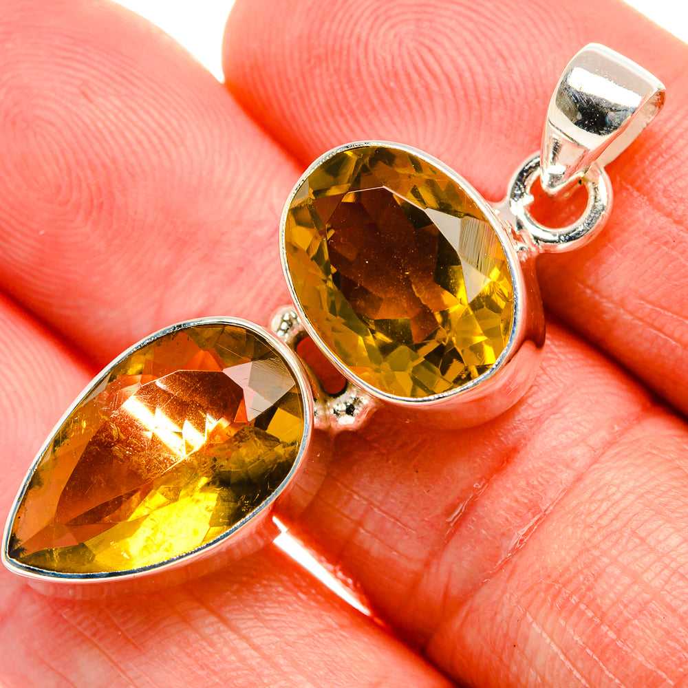 Faceted Citrine 925 Sterling Silver Pendant 1 3/4" (925 Sterling Silver) PD38305