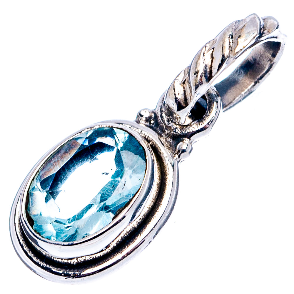 Blue Topaz Dainty Pendant 3/4" (.925 Sterling Silver)