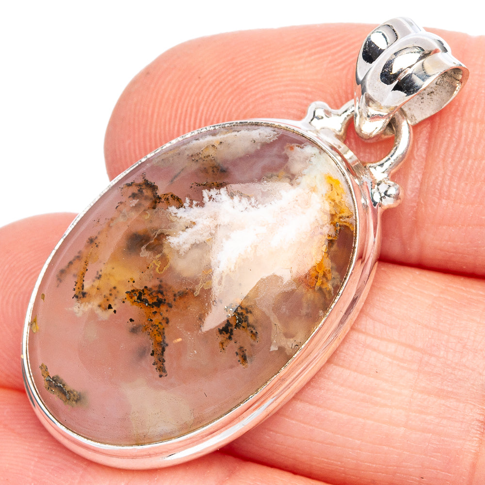 Plume Agate Pendant 1 3/8" (925 Sterling Silver) P40355