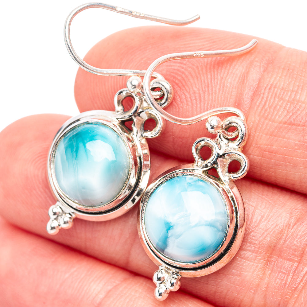 Rare Larimar Earrings 1 3/8" (.925 Sterling Silver)
