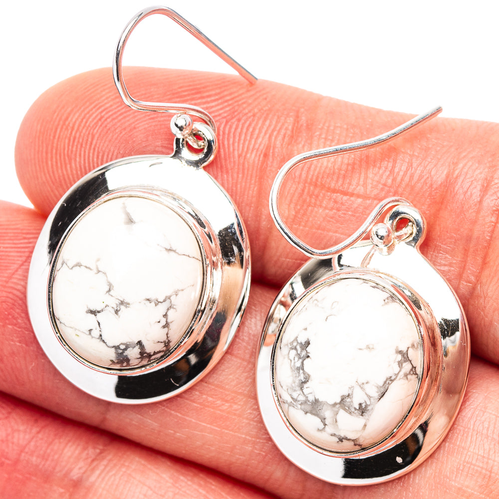 Premium Howlite Earrings 1 3/8" (.925 Sterling Silver)