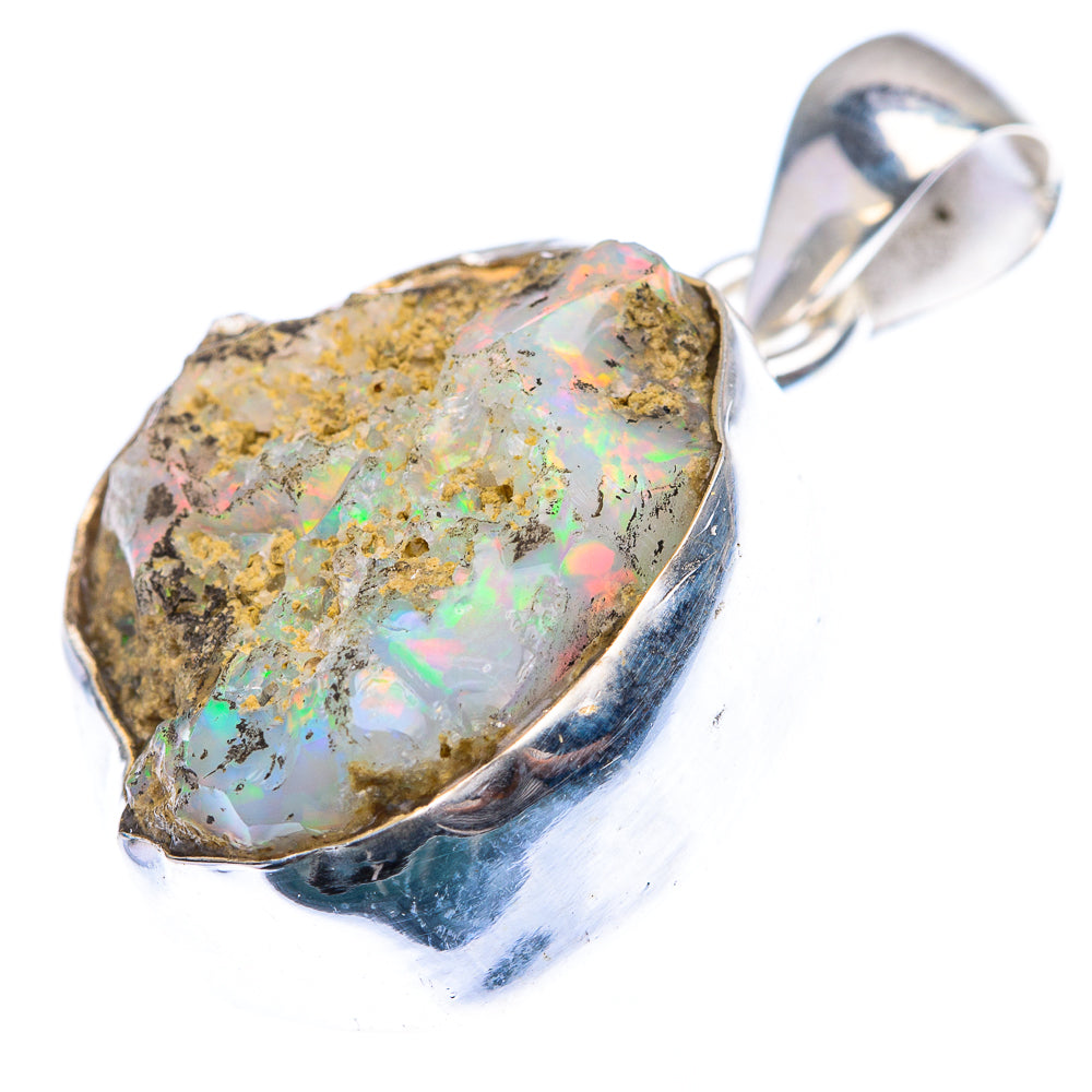 Raw Ethiopian Opal Pendant 1 1/4" (925 Sterling Silver) PD38474