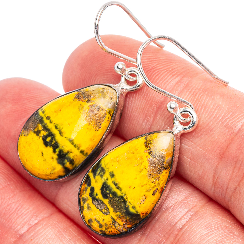 Bumble Bee Jasper Earrings 1 1/2" (925 Sterling Silver) E1839