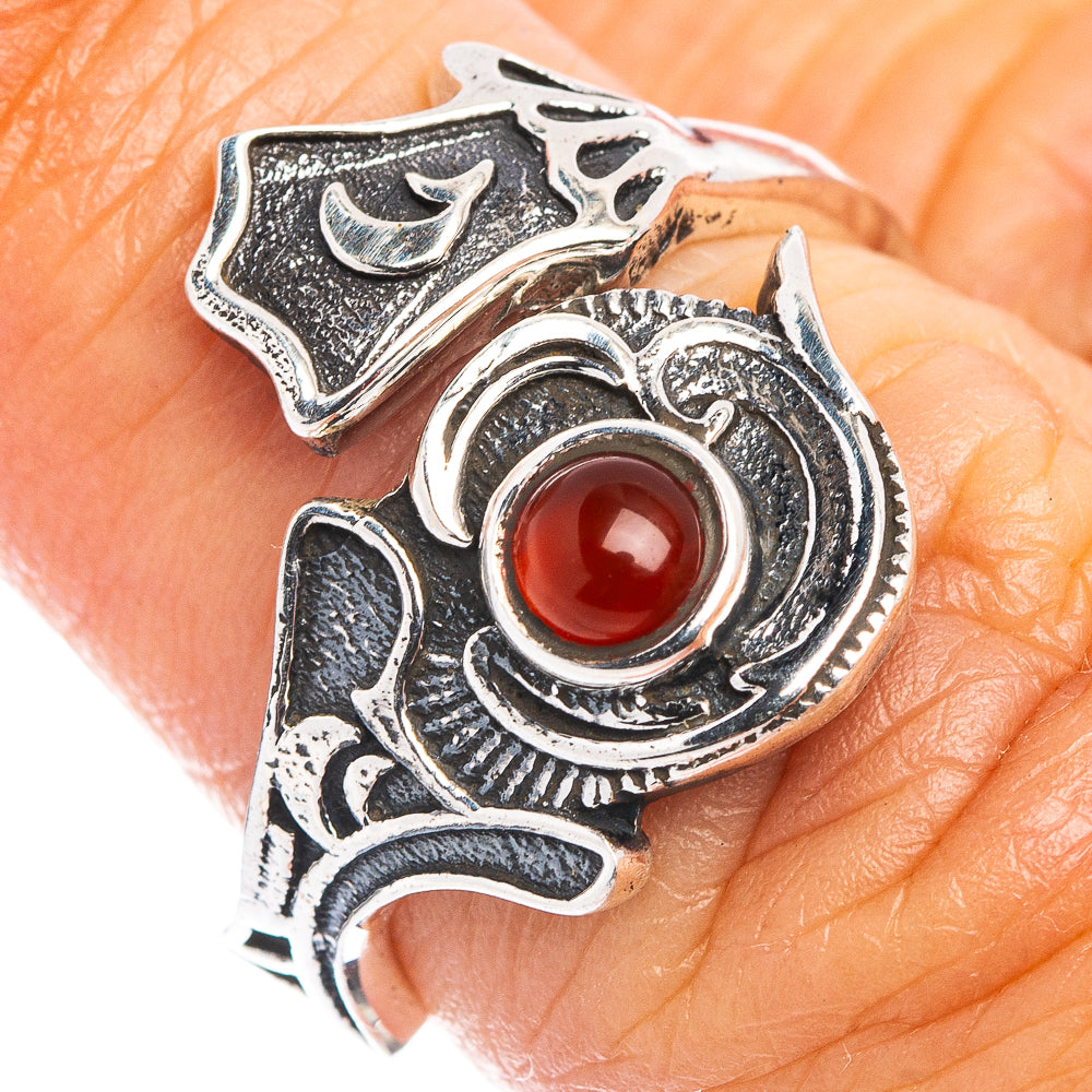 Carnelian Dainty Ring Size 6 Adjustable (.925 Sterling Silver)