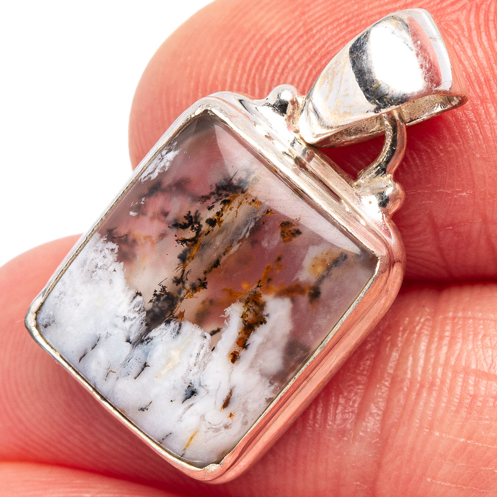 Dendritic Agate Pendant 1" (.925 Sterling Silver)