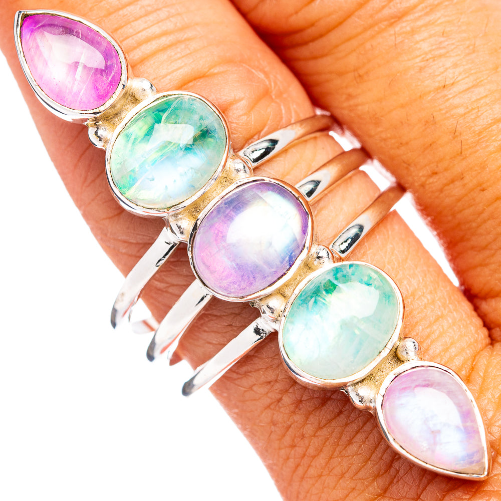 Premium Mult-Color Moonstone Ring Size 11 (.925 Sterling Silver)