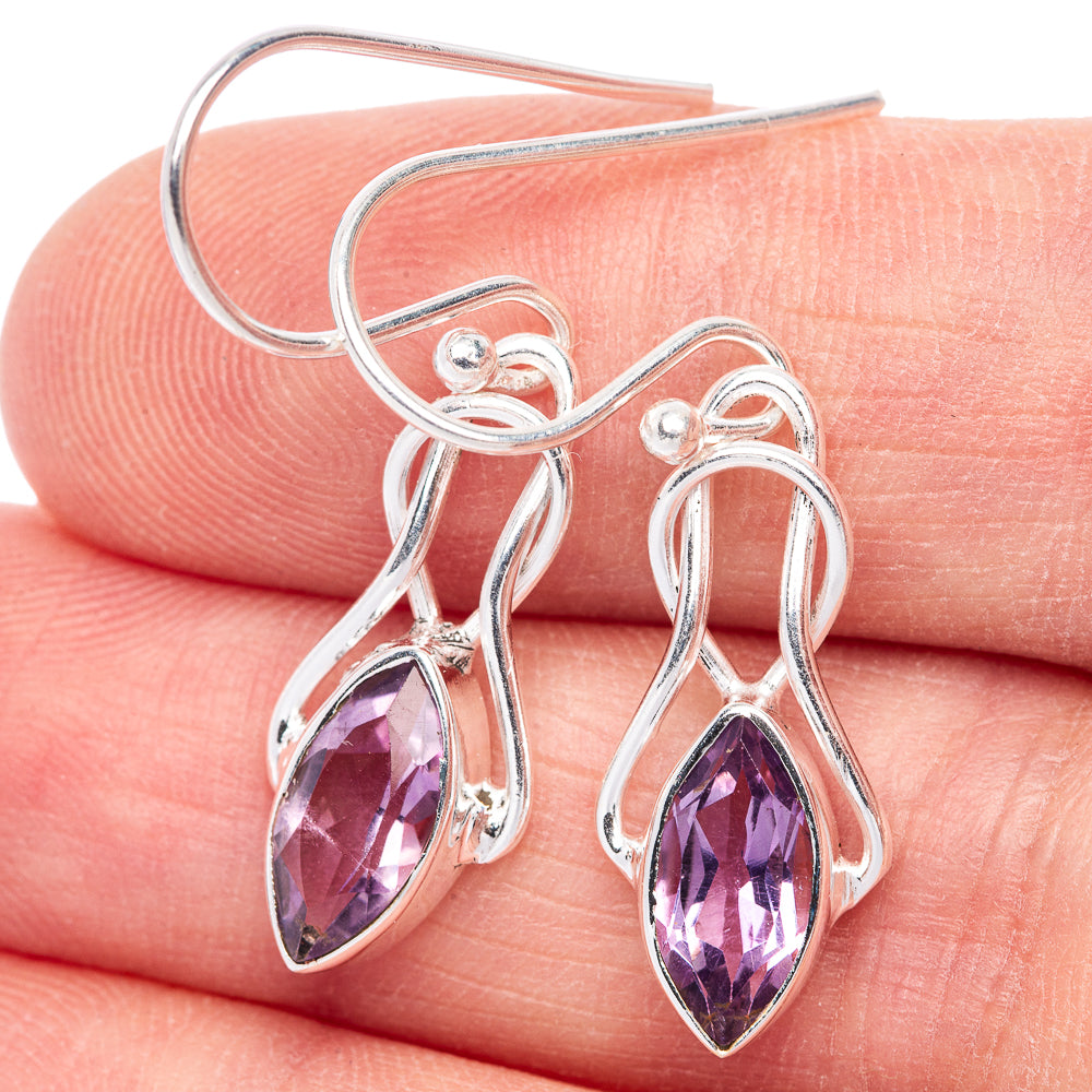 Faceted Amethyst EarDainty Rings 1 3/8" (925 Sterling Silver) E433144