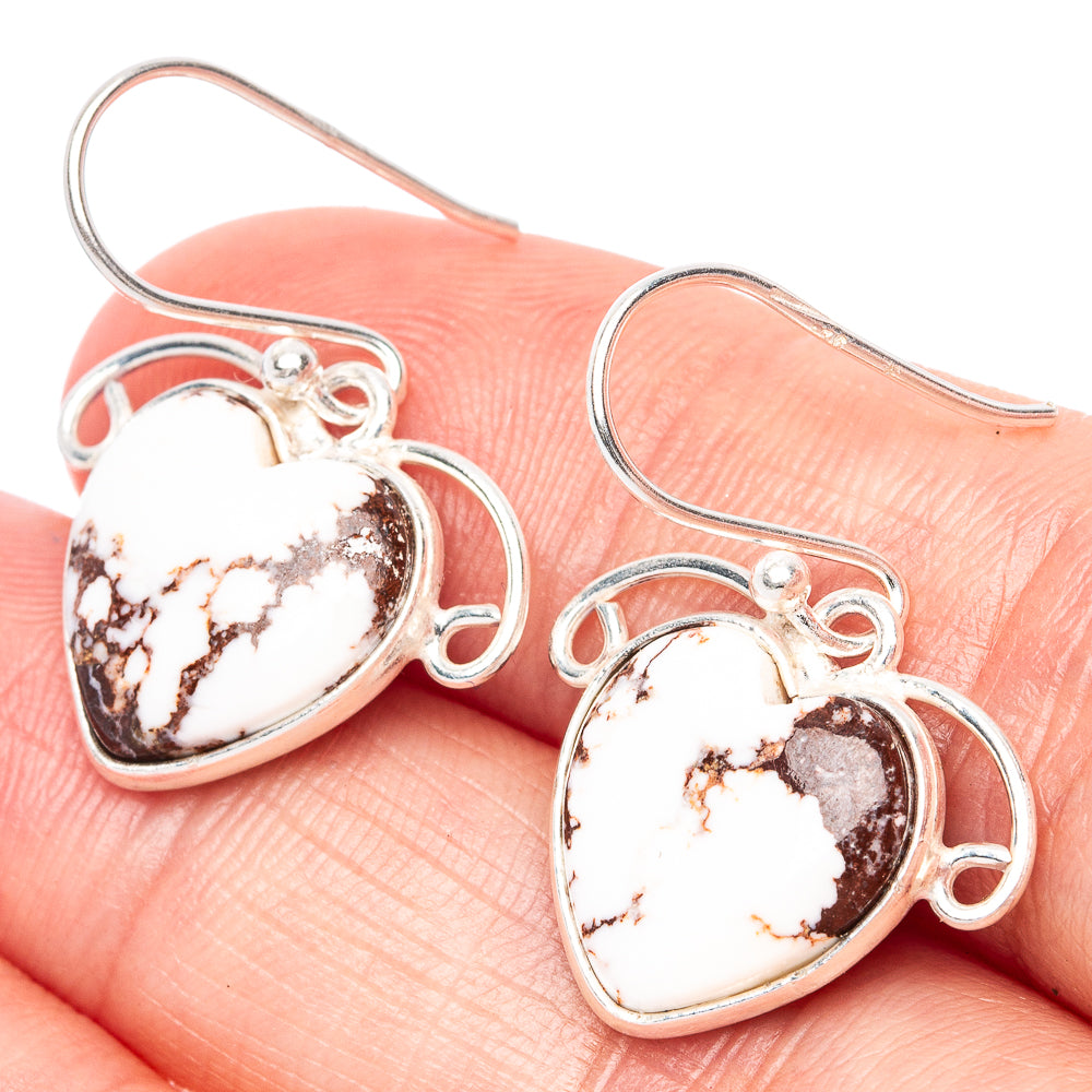 Wild Horse Jasper Heart Earrings 1 1/8" (925 Sterling Silver) E1294