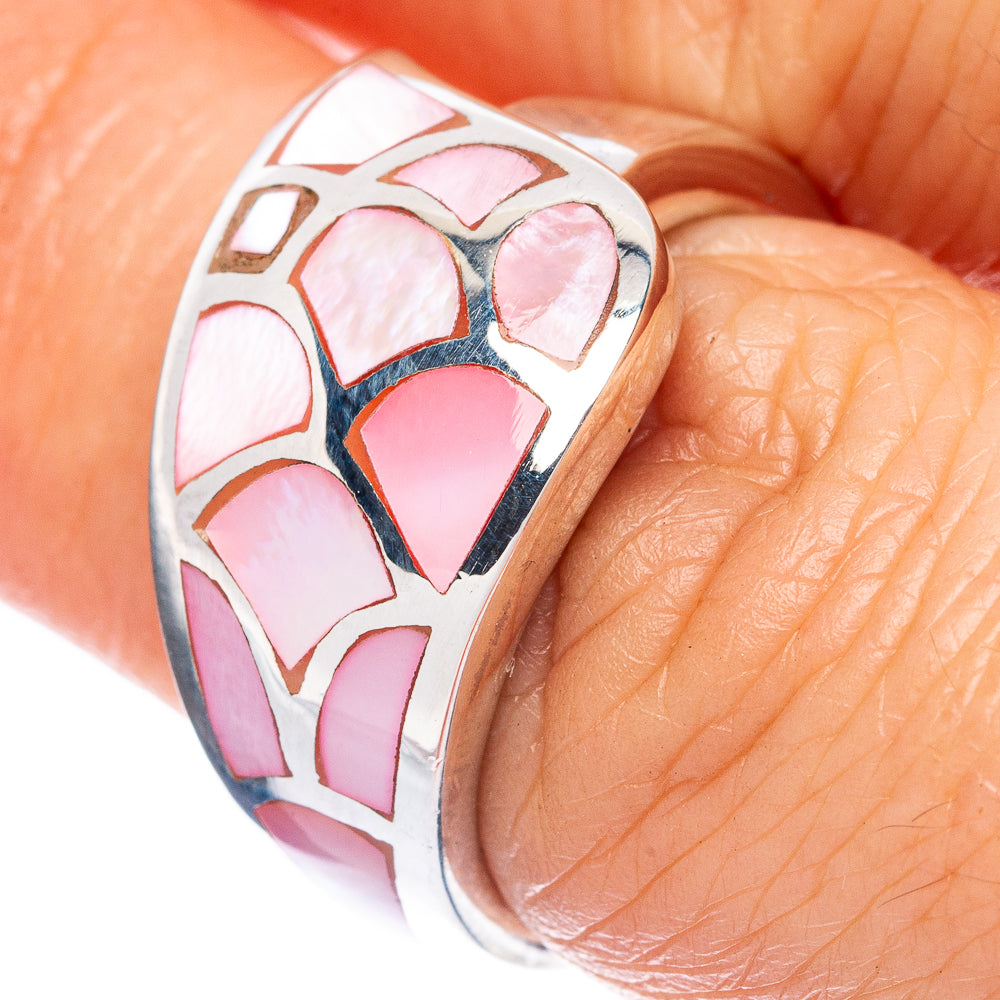 Mother Of Pearl Inlay Ring Size 6.5 (925 Sterling Silver) R2888