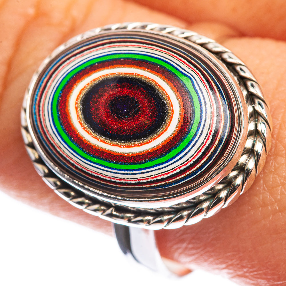 Fordite 925 Sterling Silver Ring Size 10