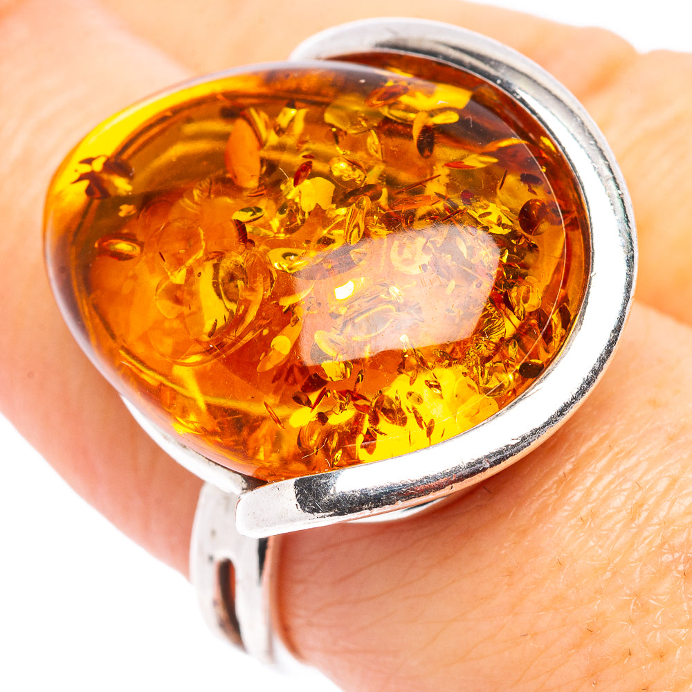 Baltic Amber Ring Size 6 Adjustable (.925 Sterling Silver)