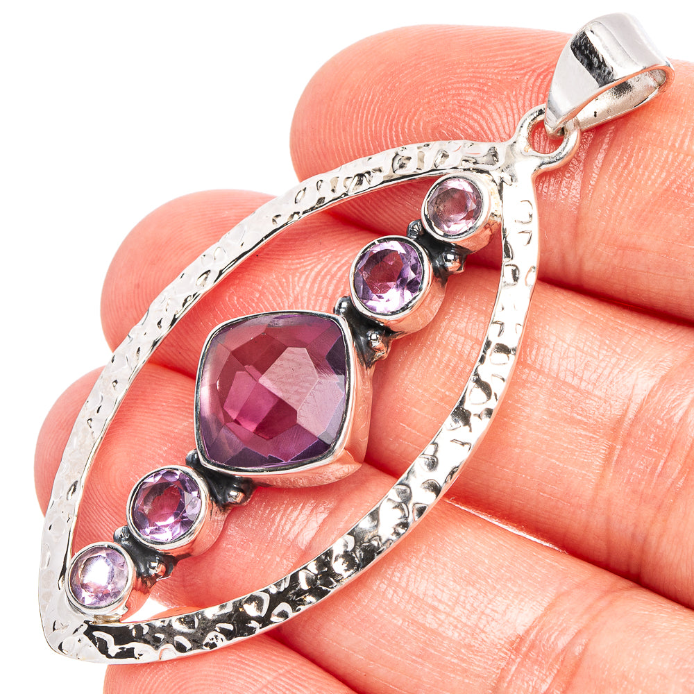 Amethyst 925 Sterling Silver Premium Pendants 2 1/8" (925 Sterling Silver) P43730