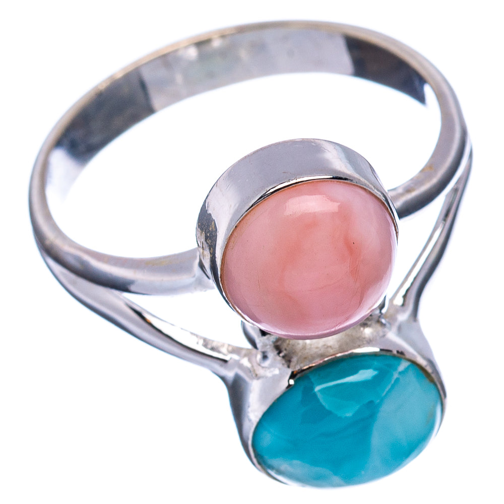 Rare Larimar, Pink Opal Ring Size 7.75 (.925 Sterling Silver)