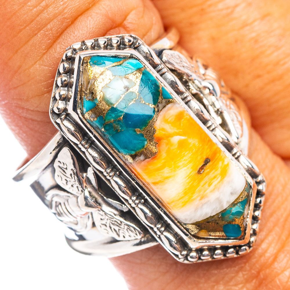 Premium Spiny Oyster Turquoise Ring Size 10.25 (.925 Sterling Silver)