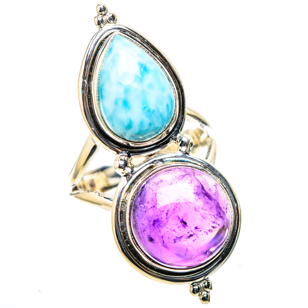 Large Amethyst, Larimar Ring Size 8 (925 Sterling Silver) RING138644
