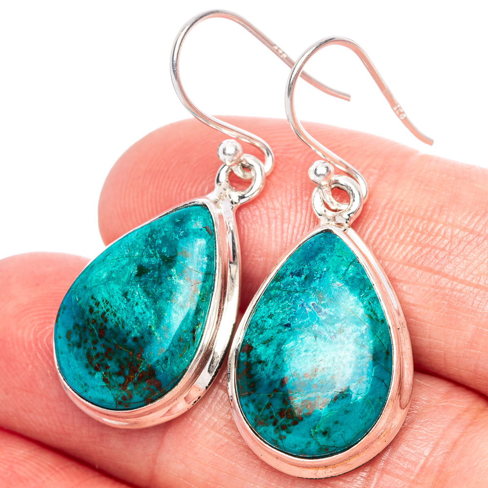 Shattuckite Earrings 1 3/8" (925 Sterling Silver) E1104