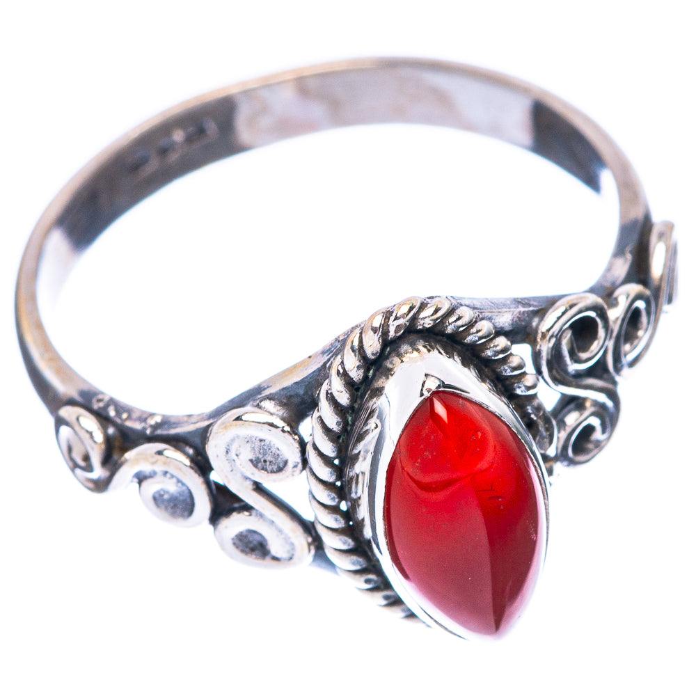 Carnelian Dainty Ring Size 7.75 (925 Sterling Silver) R5788