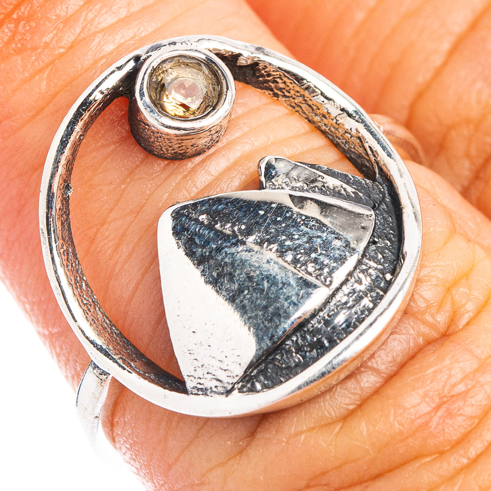 Citrine Mountain Dainty Ring Size 6.25 (.925 Sterling Silver)