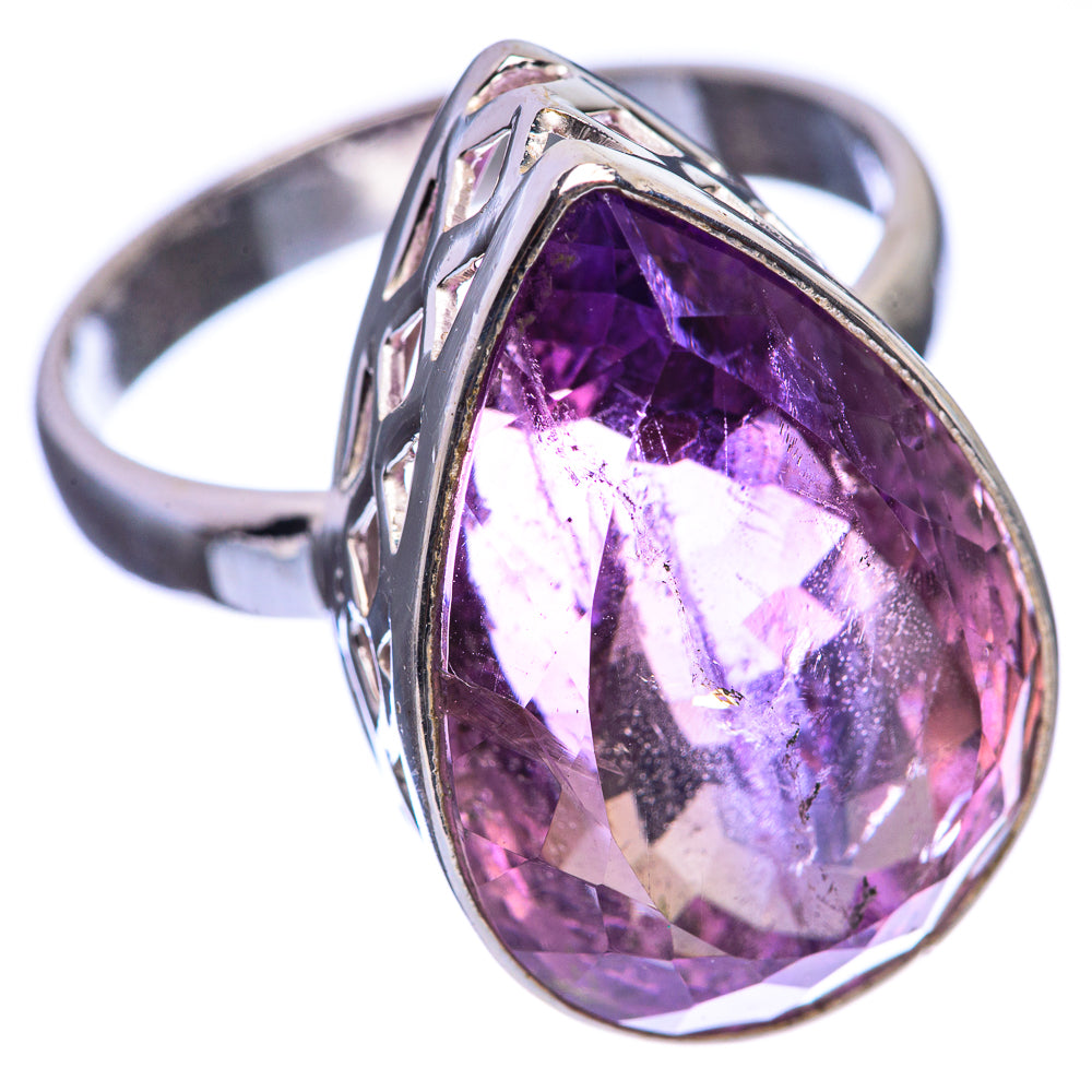 Faceted Amethyst 925 Sterling Silver Ring Size 10