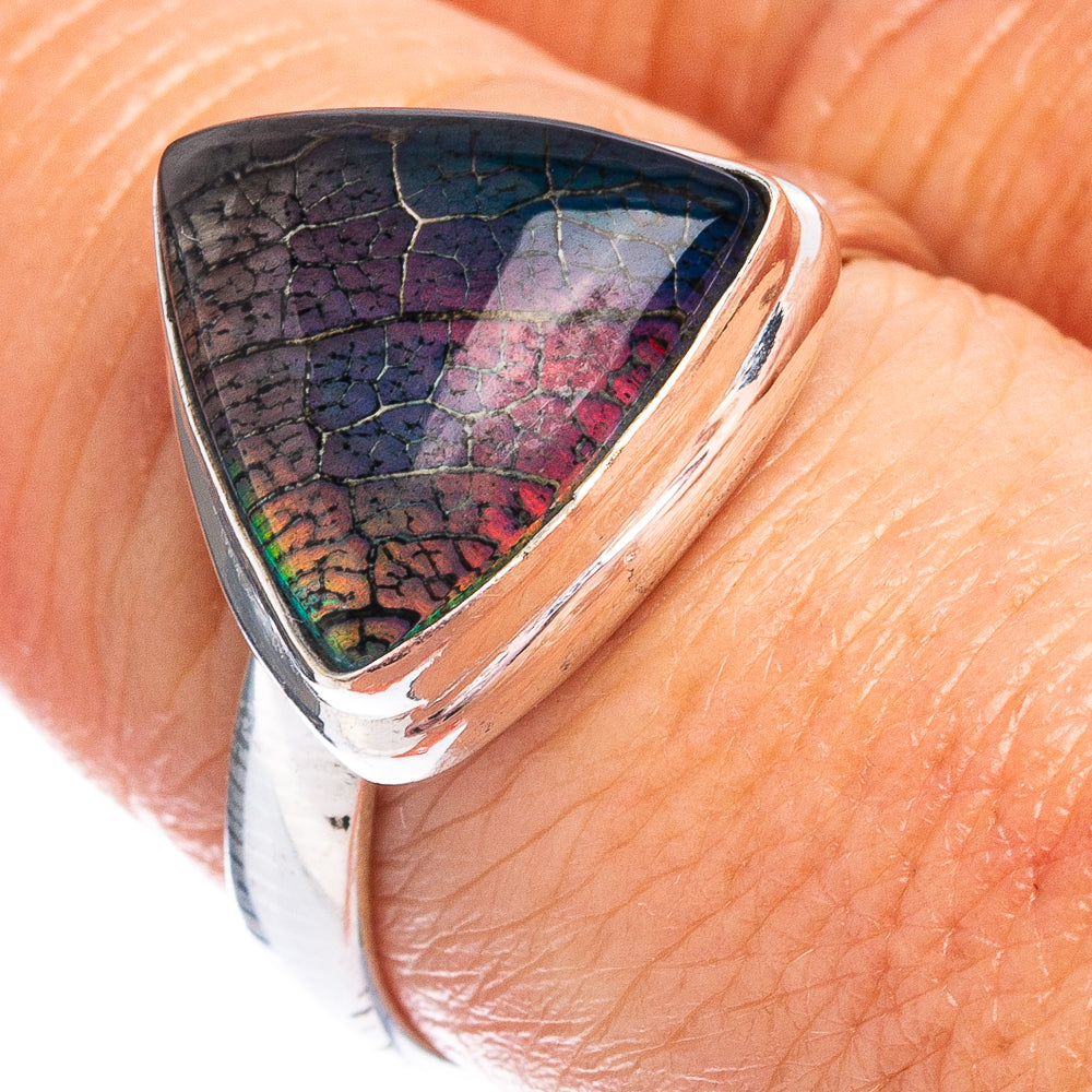 Rare Leaf Aurora Opal Ring Size 8 (.925 Sterling Silver)