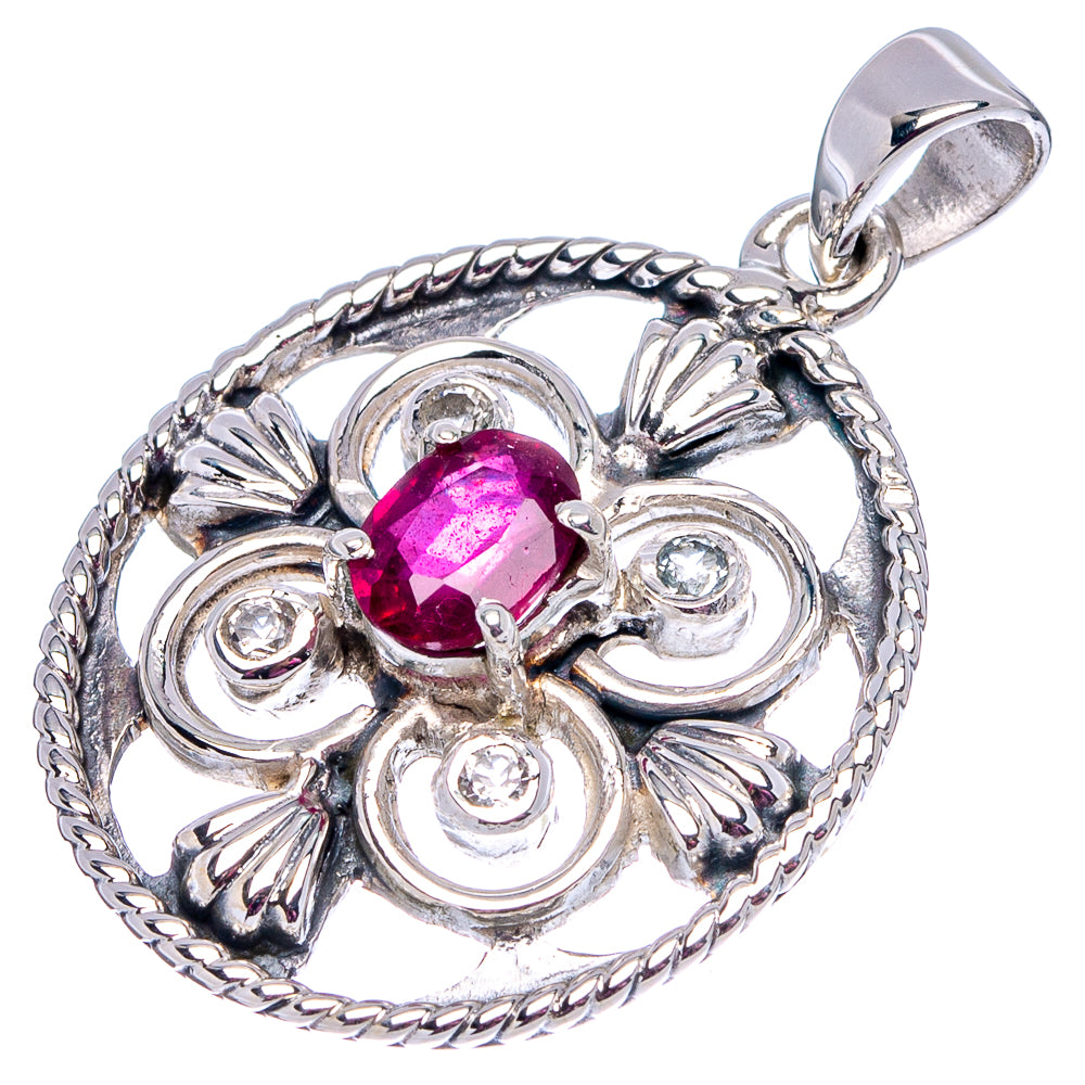 Signature GENUINE Ruby Pendant 1 1/4" (.925 Sterling Silver)