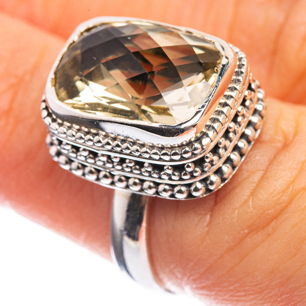 Faceted Citrine 925 Sterling Silver Ring Size 6