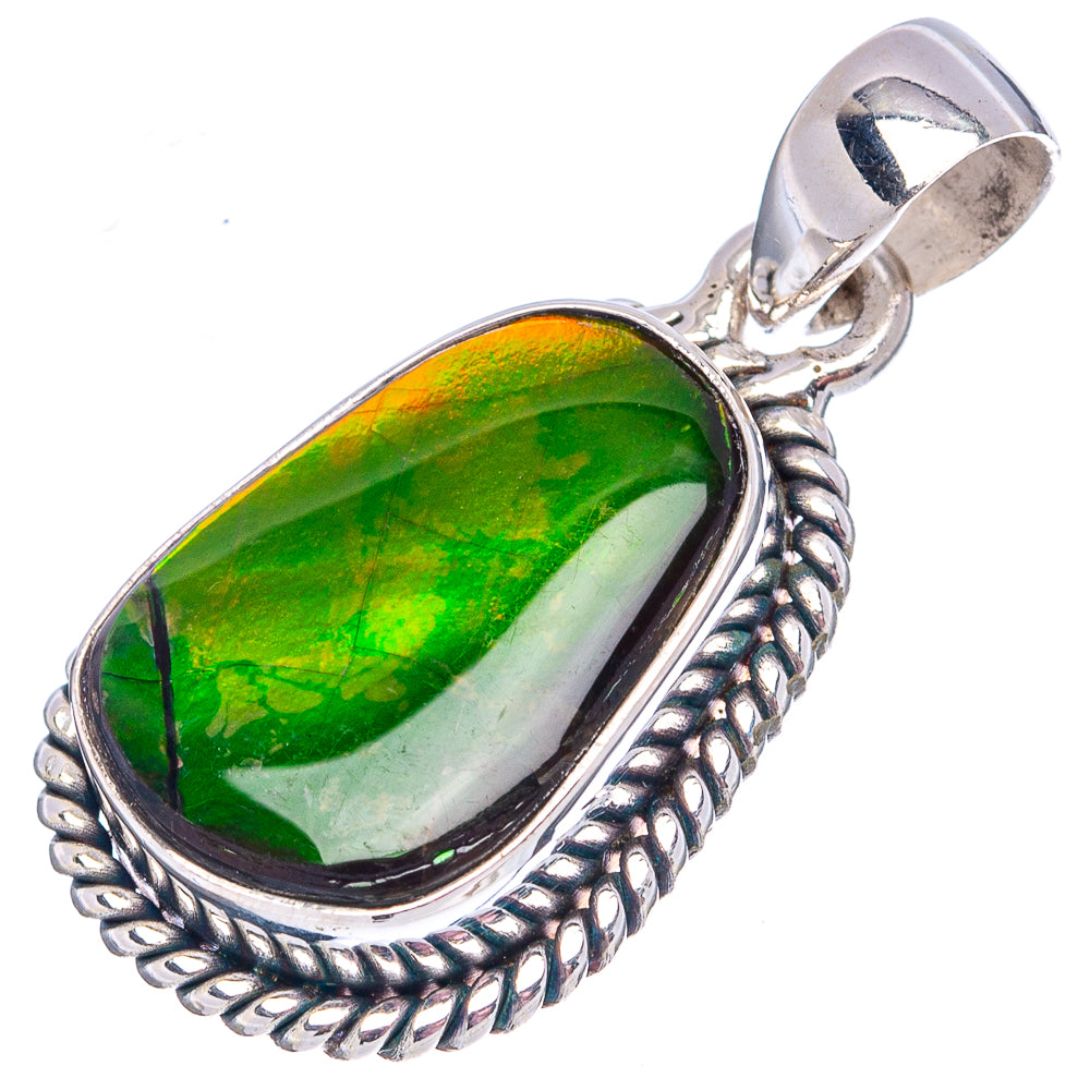 Premium Canadian Ammolite Pendant 1 1/4" (.925 Sterling Silver)