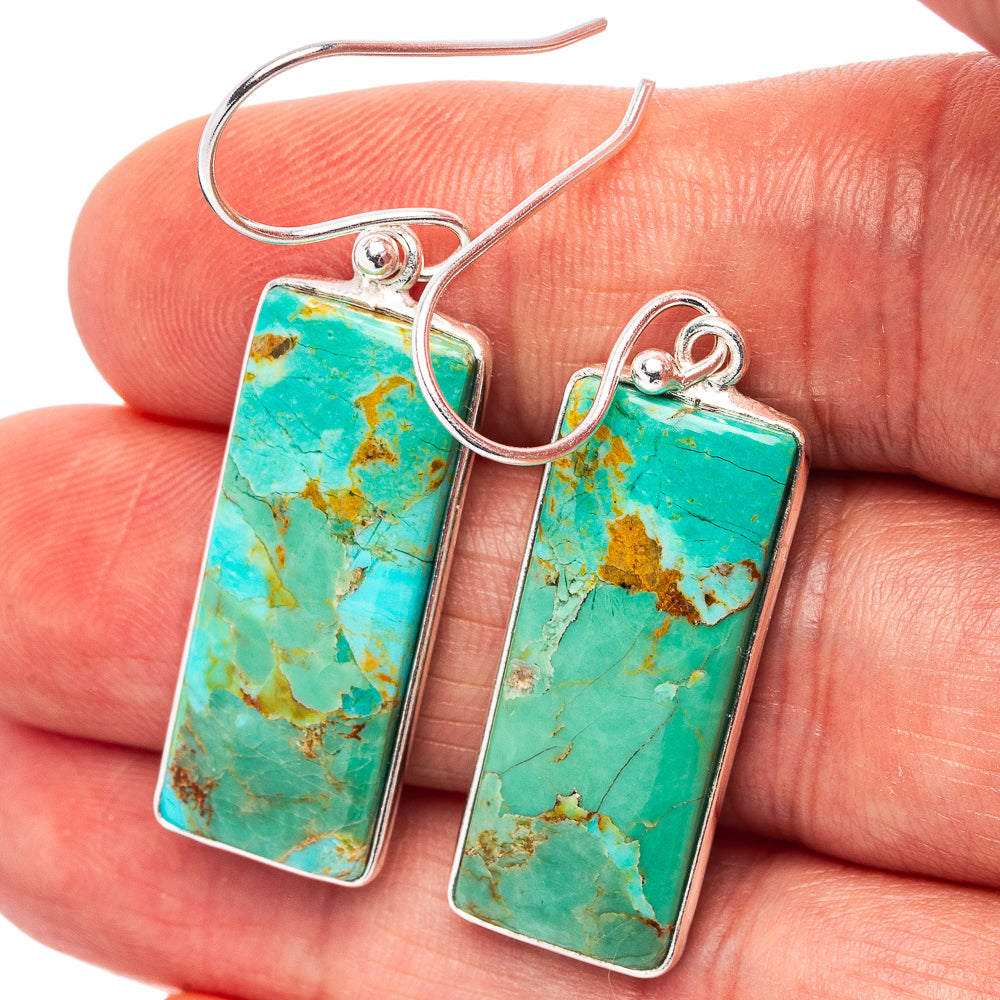 Mohave Turquoise Earrings 1 5/8" (.925 Sterling Silver)