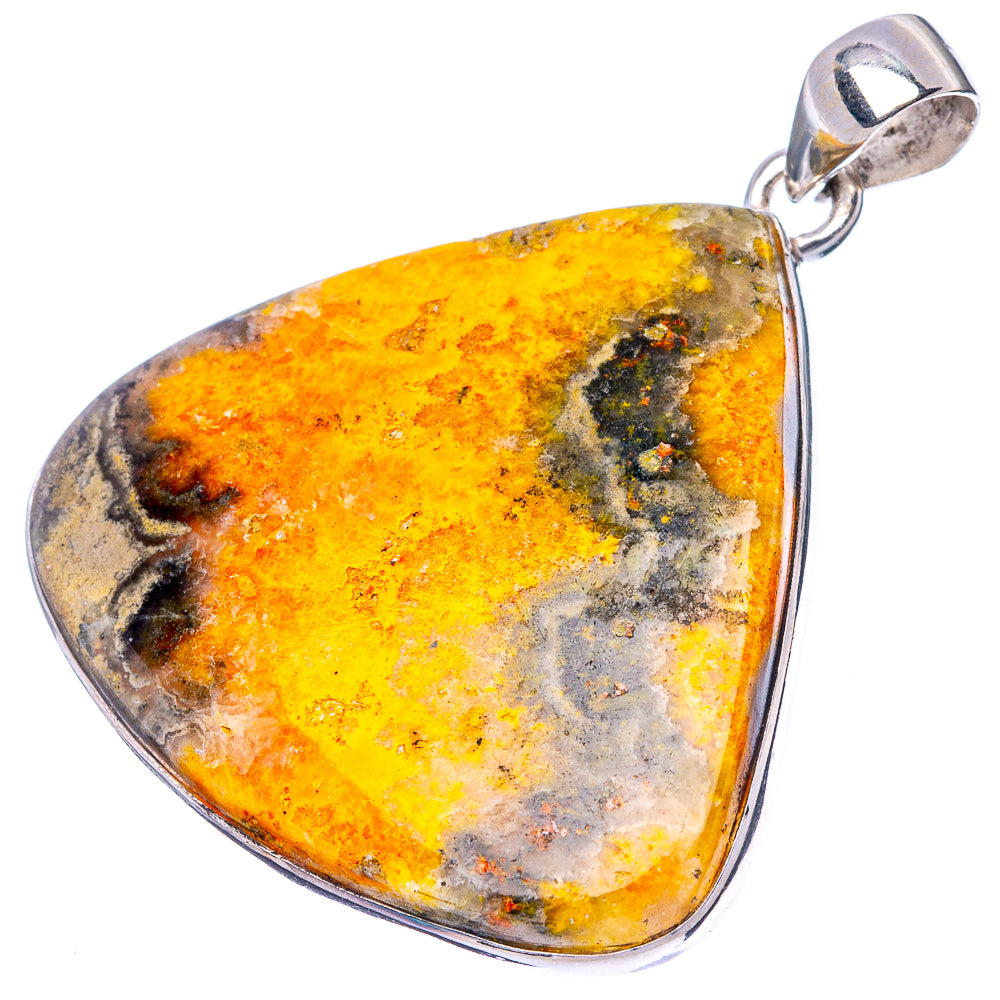 Bumble Bee Jasper Pendant 1 5/8" (925 Sterling Silver) P43169