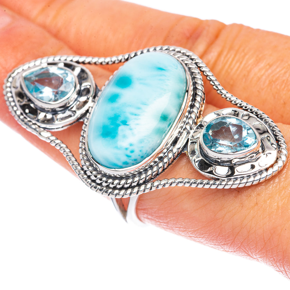 Signature Larimar, Blue Topaz Ring Size 8 (925 Sterling Silver) R2551