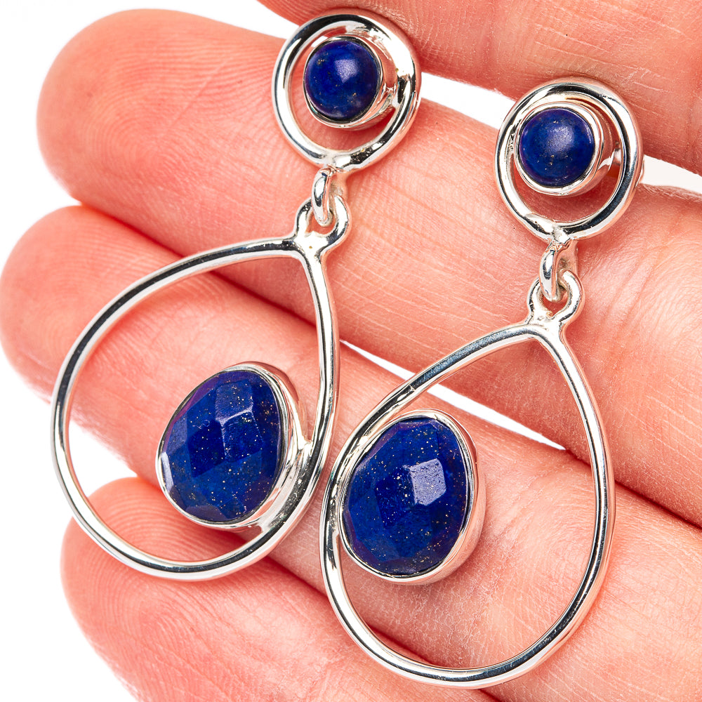 Premium Lapis Lazuli Earrings 1 1/2" (925 Sterling Silver) E2514