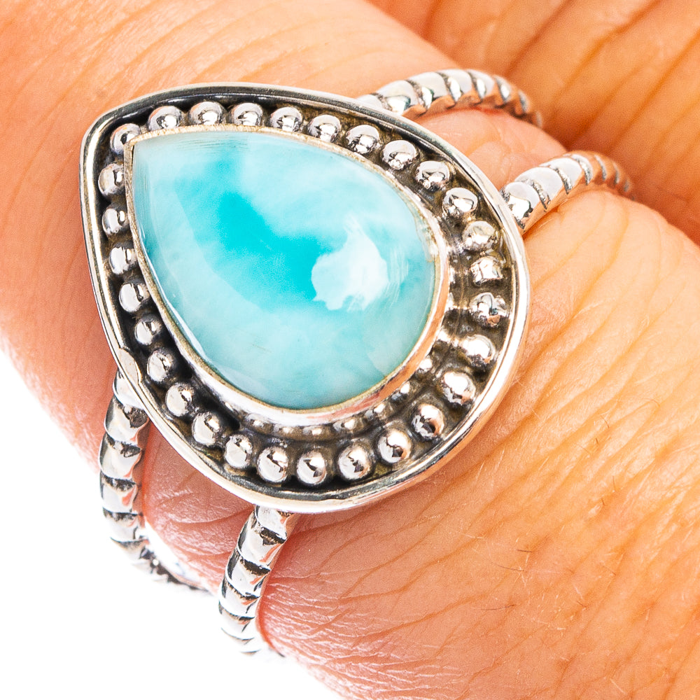 Rare Larimar Ring Size 8.25 (925 Sterling Silver) R7792