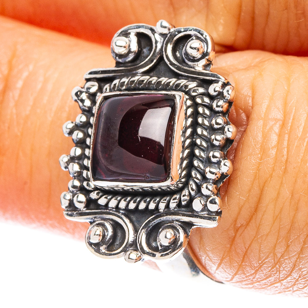 Garnet Dainty Ring Size 6.75 (925 Sterling Silver) R5210