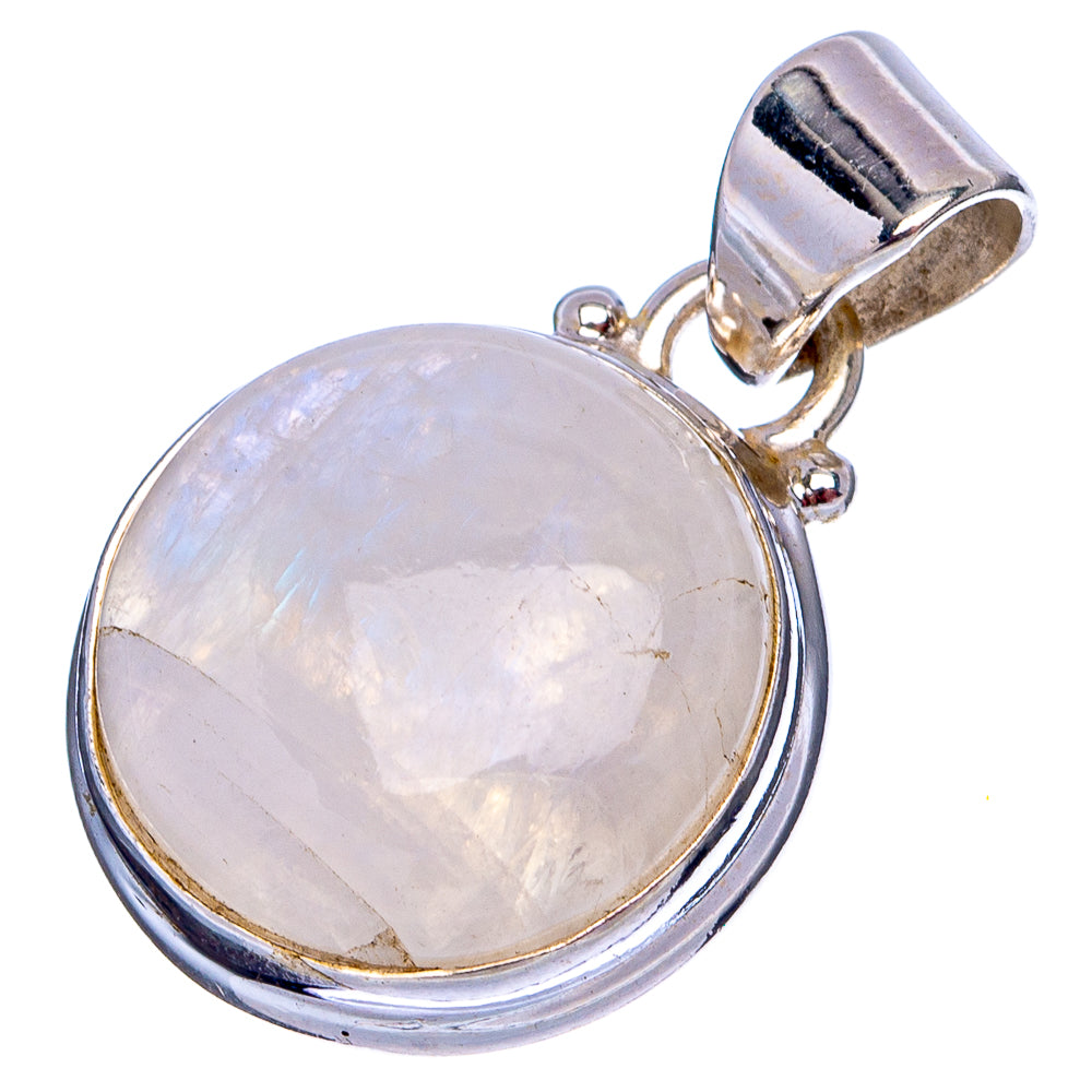 Rainbow Moonstone Pendant 1 1/8" (.925 Sterling Silver)