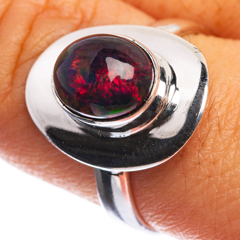 Black Opal 925 Sterling Silver Ring Size 9