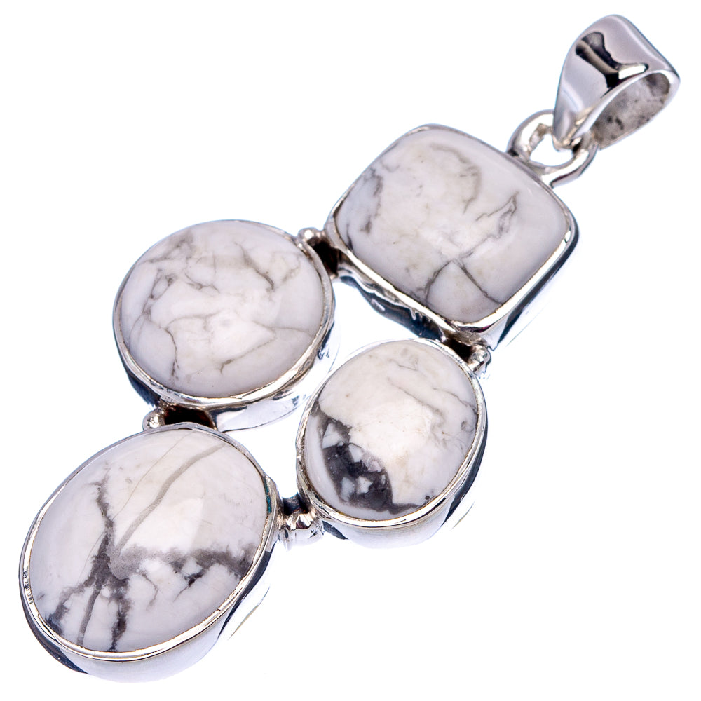 Premium Howlite Pendant 1 5/8" (.925 Sterling Silver)