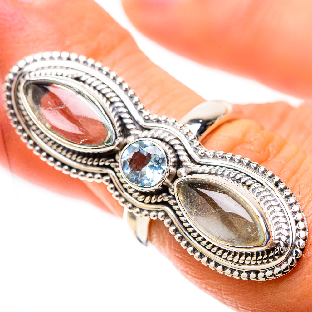 Large Natural Aquamarine, Blue Topaz Ring Size 6.25 (925 Sterling Silver) RING138015