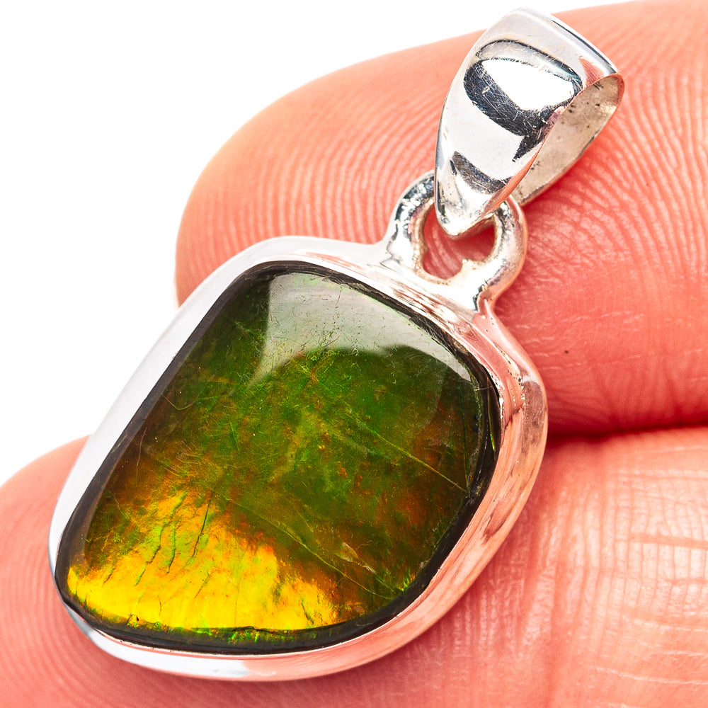 Premium Canadian Ammolite Pendant 1 1/8" (.925 Sterling Silver)