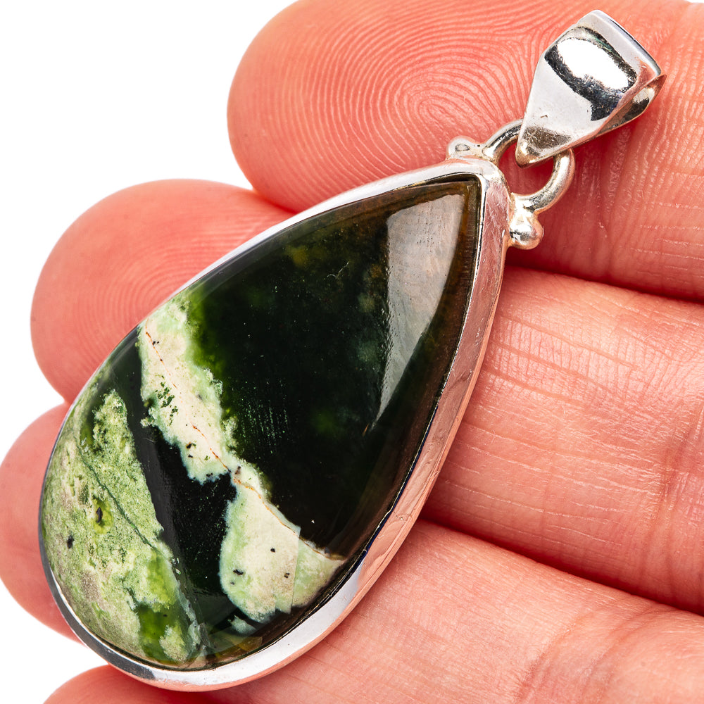 Chrome Chalcedony Pendant 1 5/8" (.925 Sterling Silver)