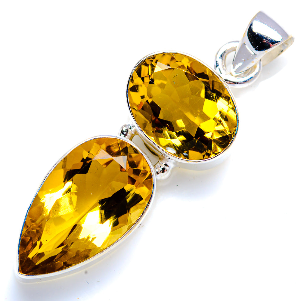 Faceted Citrine 925 Sterling Silver Pendant 1 3/4" (925 Sterling Silver) PD38433