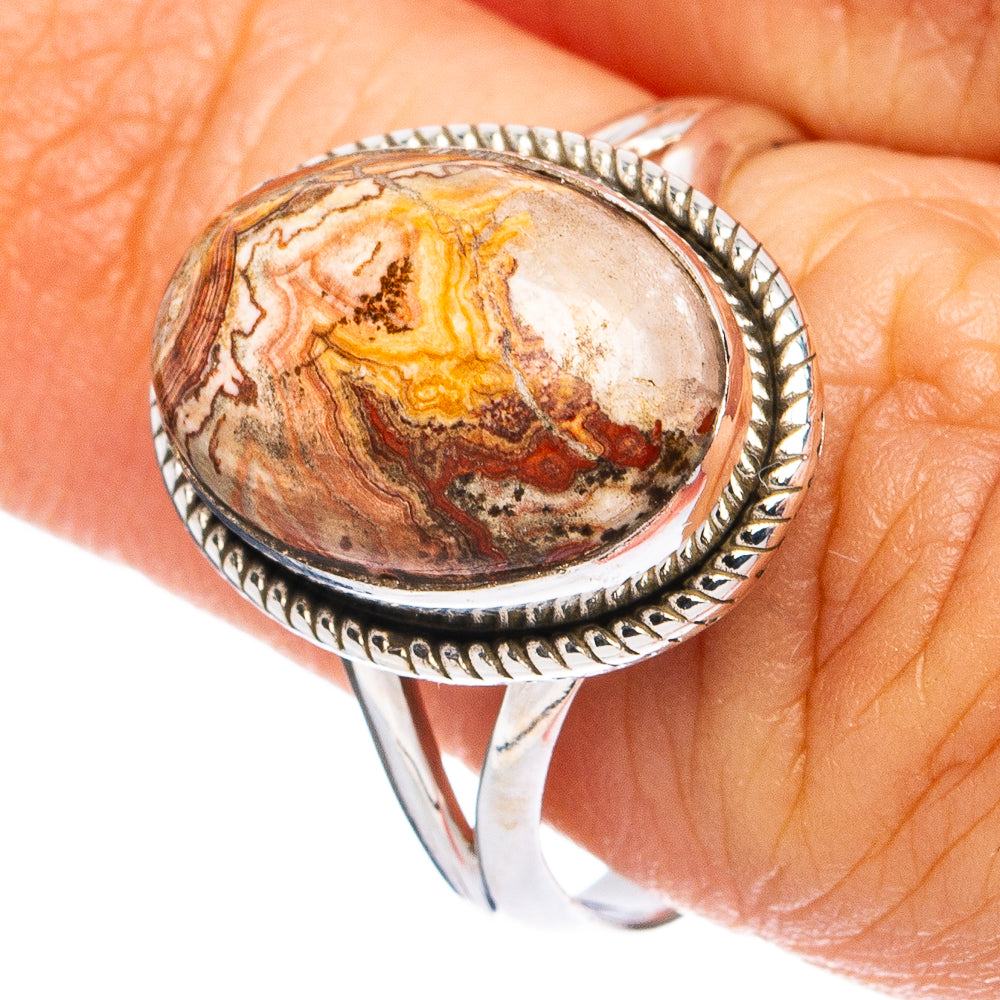 Crazy Lace Agate Ring Size 8 (925 Sterling Silver) R8269