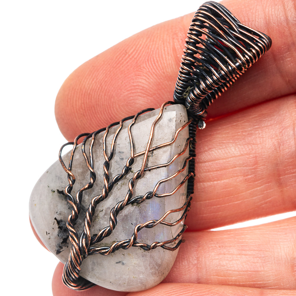 Rainbow Moonstone Tree of Life 1 3/4" (Oxidized Copper)