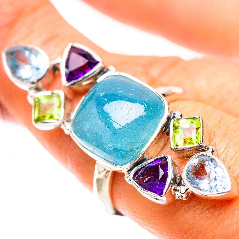 Signature Large Aquamarine, Amethyst, Peridot, Blue Topaz Ring Size 7.25 (925 Sterling Silver) RING138173